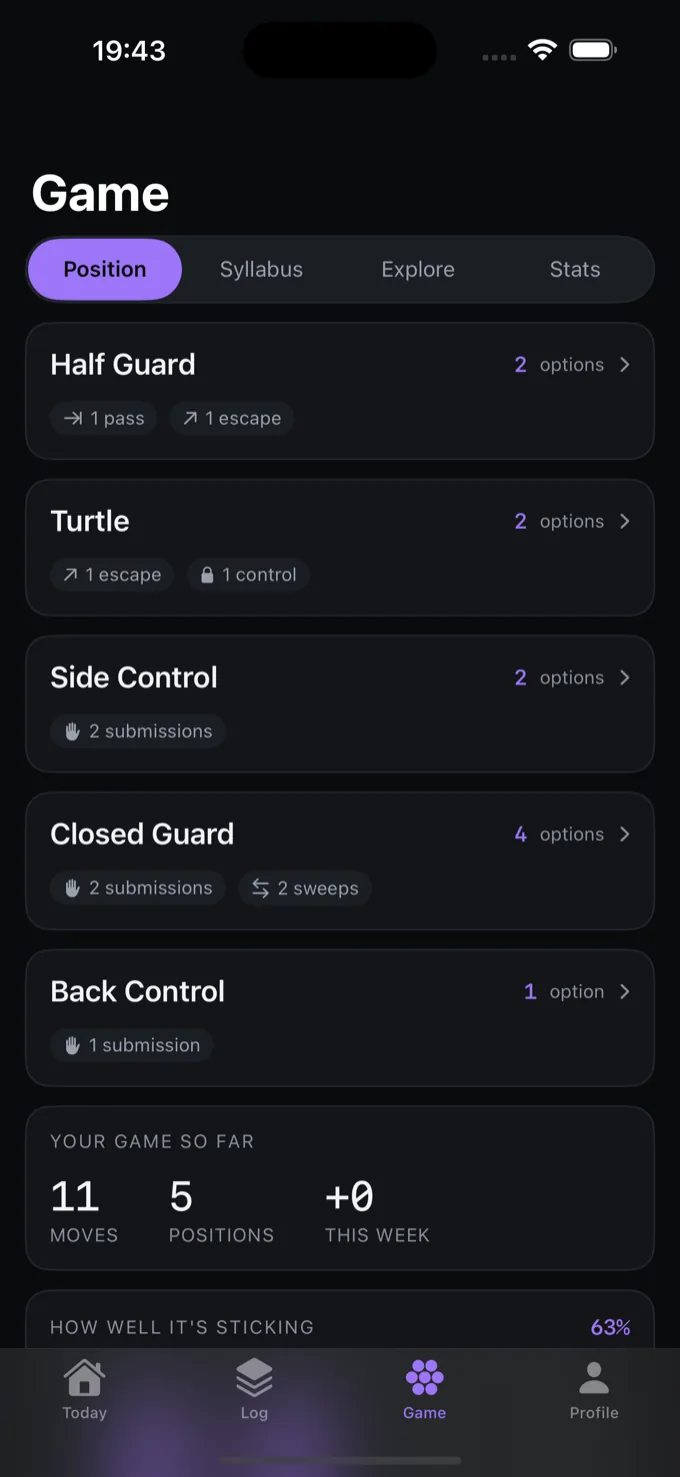 Personal game overview in Frame